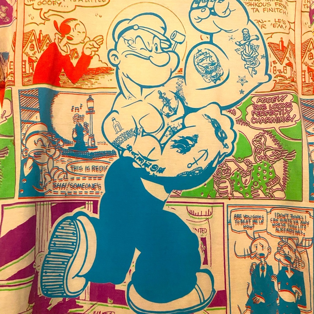 Popeye 3D Comic ALLOVER Print Tee